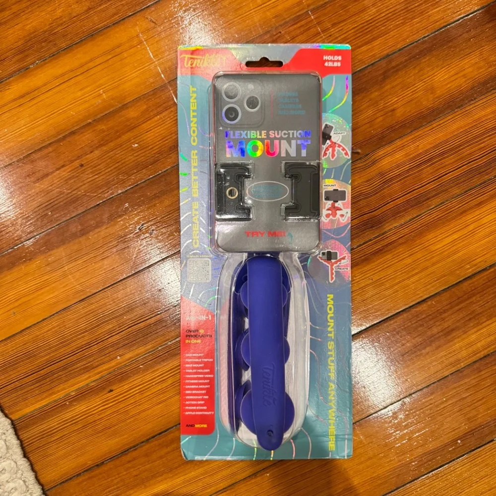 NEW Tenikle Pro Flexible Tripod Bendable Suction Cup Camera & Phone Mount- Blue